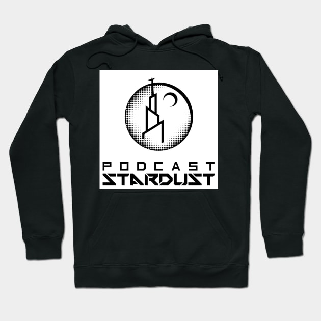 Podcast Stardust Black and White Pixel Logo Hoodie by PodcastStardust